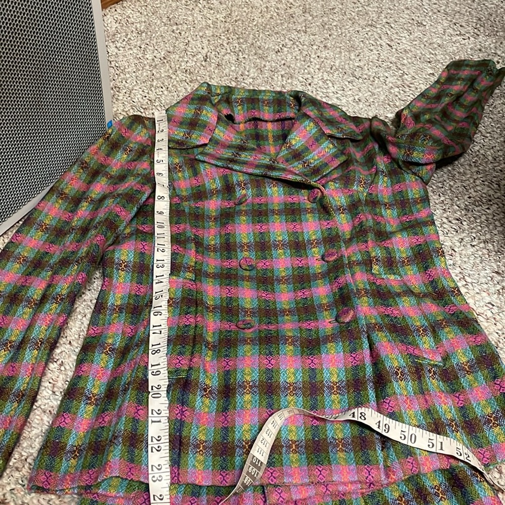 Vintage 60s/70s wool plaid suit - blazer and wide leg high rise pants - Picture 6 of 13